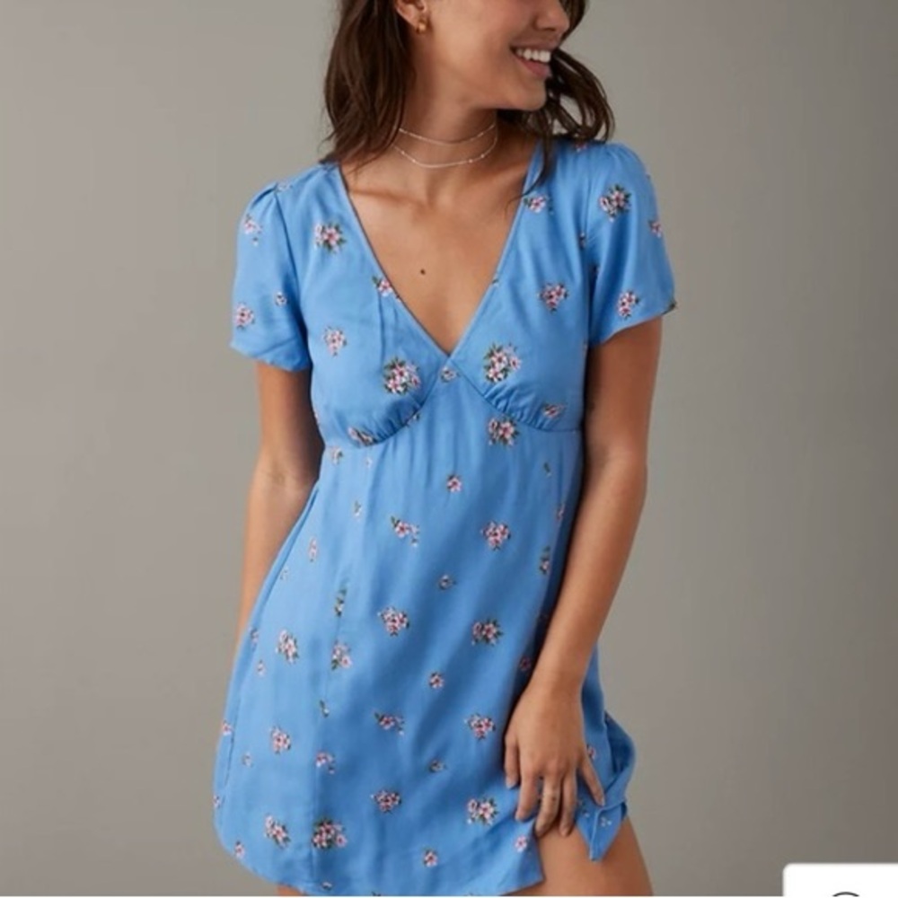 Floral Blue Mini Dress